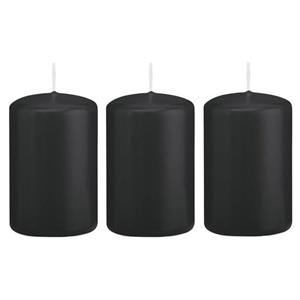 Trend Candles 3x Zwarte Cilinderkaars/stompkaars 5 X 8 Cm 18 Branduren tompkaarsen
