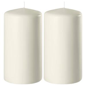 Enlightening Candles 2x Ivoorwitte Cilinderkaarsen/stompkaarsen 6 X 15 Cm 58 Branduren tompkaarsen