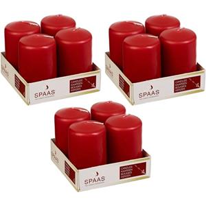 Candles by Spaas 12x Rode Cilinderkaarsen/stompkaarsen 5 X 8 Cm 12 Branduren tompkaarsen