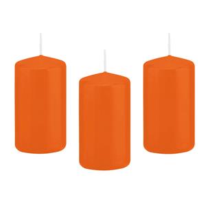 Trend Candles 8x Oranje Cilinderkaarsen/stompkaarsen 6 X 12 Cm 40 Branduren tompkaarsen