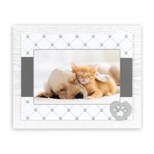 ZEP Houten Fotolijstje Wit/grijs Met Honden/katten Pootje Geschikt Voor Een Foto Van 10 X 15 Cm - Fotolijsten