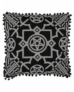 Horror-Shop Tagesdecke »Schwarzer Kissenbezug mit Grauer Pentagramm Sticke«, 