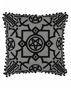 Horror-Shop Tagesdecke »Grauer Kissenbezug mit schwarzer Pentagramm Sticke«, 