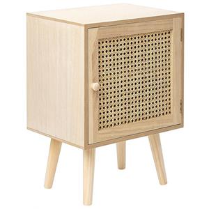 Beliani - Nachttisch Helles Holz aus Rattan Schranktür mit 2 Fächern für Schlafzimmer Boho Modern Natur Rustikal - Heller Holzfarbton