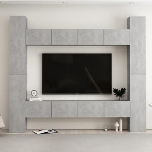 VIDAXL 8-tlg. Tv-schrank-set Betongrau Spanplatte