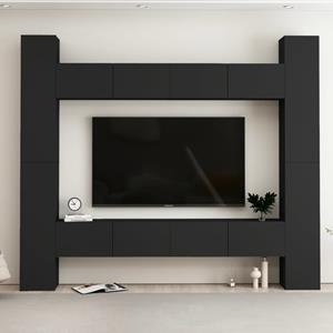 VIDAXL 8-tlg. Tv-schrank-set Schwarz Spanplatte