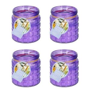 5x stuks citronella kaarsen tegen insecten in glazen pot 12 cm paars -