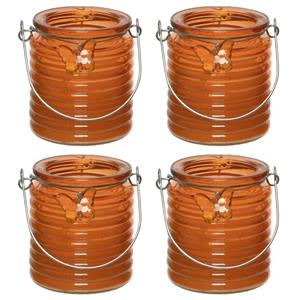 Decoris 10x stuks citronella anti muggen kaarsen windlicht oranje 20 branduren -