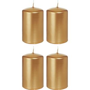Trend Candles 4x Kaarsen goud 5 x 8 cm 18 branduren sfeerkaarsen -