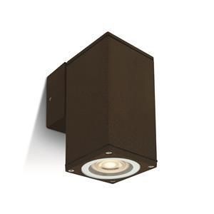 ONE Light GU10 Outdoor Cubes - buiten wandverlichting - 6,3 x 6,3 x 13,5 cm - IP54 - roest bruin