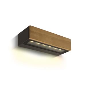 ONE Light Wood Decor - buiten wandverlichting - 22,2 x 8 x 5 cm - 8W LED incl. - IP65 - antraciet