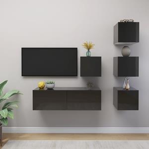 VIDAXL 5-tlg. Tv-schrank-set Hochglanz-grau Spanplatte