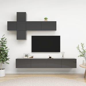 VIDAXL 7-tlg. Tv-schrank-set Hochglanz-grau Spanplatte