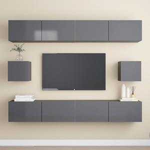 VIDAXL 6-tlg. Tv-schrank-set Hochglanz-grau Spanplatte