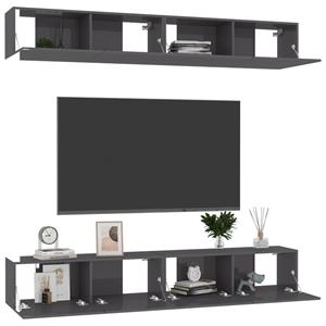 VIDAXL Tv-schrenke 4 Stk. Hochglanz-grau 100x30x30 Cm Spanplatte