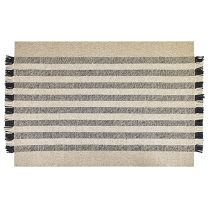 beliani Teppich Wolle / Baumwolle weiß 160 x 230 cm Fransen Streifen schwarz Tacettin - Schwarz