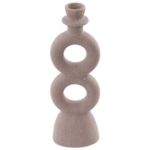 beliani Dekorativen Kerzenständer Beige Keramik 23 cm Kurvenförmige Minimalistische Boho Kerzenhalter