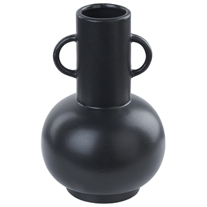 beliani Keramikvase schwarz 26 cm minimalistisches dekoratives Accessoire - Schwarz