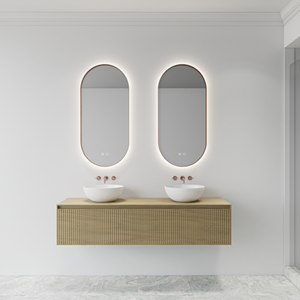 Gliss Design Aura ovale spiegel 40x100cm met LED-verlichting en verwarming koper