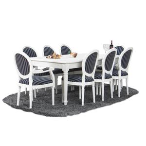 Ebuy24 - Amaretta Essgruppe 100x180/280 einschl. 2 Zusatzplatten antik weiß mit 2+6 Rokoko Stühlen antik weiss/schwarz. - Weiß
