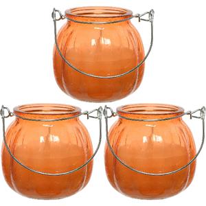 Decoris 3x citronella kaarzen - glas - anti muggen - 15 branduren - D8 x H8 cm -