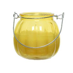 Decoris Citronella kaars - glas - geel - anti muggen - 15 branduren - D8 x H8 cm -