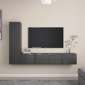 VIDAXL 4-tlg. Tv-schrank-set Hochglanz-grau Spanplatte