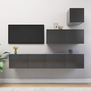 VIDAXL 4-tlg. Tv-schrank-set Hochglanz-grau Spanplatte