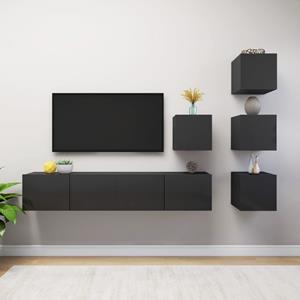 VIDAXL 6-tlg. Tv-schrank-set Hochglanz-grau Spanplatte