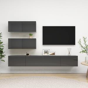 VIDAXL 4-tlg. Tv-schrank-set Hochglanz-grau Spanplatte