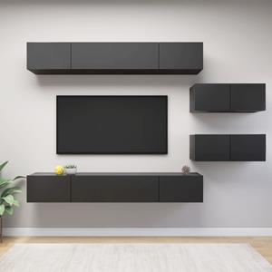 VIDAXL 6-tlg. Tv-schrank-set Hochglanz-grau Spanplatte