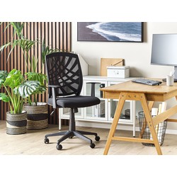 beliani Bürostuhl Schwarz aus Stoff Höhenverstellbar Drehbar auf Rollen Bequemer Drehstuhl Modernes Design für Büro Home Office