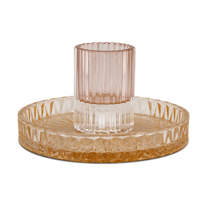 Artichok Pixie glazen kandelaar roze/amberbruin - Ø16 x 8,5 cm