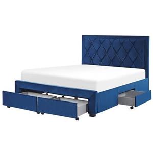 Beliani LIEVIN Bed met opberger Blauw 160x200