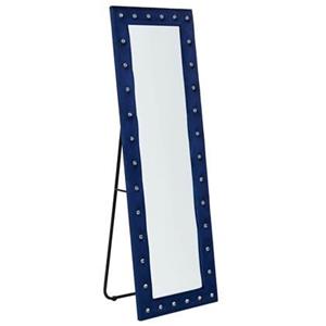 Beliani - Standspiegel Marineblau Samt 50 x 150 cm Rechteckig mit Strasssteinen Samtrahmen Glamourös Ganzkörperspiegel für Wohnzimmer Schlafzimmer