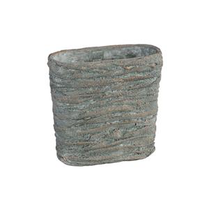 PTMD Sturdy Ovale Bloempot Jute - 30 x 15 x 28 cm - Cement - Grijs