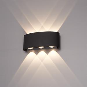Hofronic  Tulsa dimmbare LED-Wandleuchte - Up & Down Licht - IP54 - 6 Watt - 3000K warmweiß - Innen und Außen - 3 Jahre Garantie - Schwarz