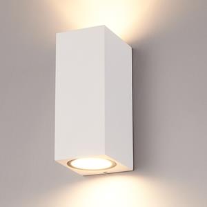 Hofronic  Selma dimmbare LED-Wandleuchte - Up & Down Licht - IP65 - Inkl. 2x 5 Watt 2700K GU10 Strahler - Weiß- Innen und Außen - 3 Jahre Garantie