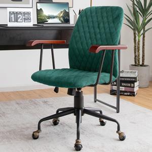 Coast Home Bureau STUUR COMPUTER VOORZICHT GEMAAKT VAN Verstelbare Swivel Chair voor Home Office Velvet fauteuil Green