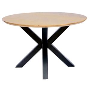 I-Catchers Eettafel rond eiken fineer | 120 x 120 x 81 cm | Visgraat | Kruispoot