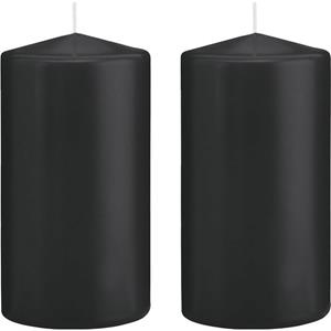 Trend Candles 2x Kaarsen zwart 8 x 15 cm 69 branduren sfeerkaarsen -