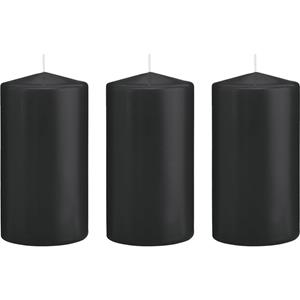 Trend Candles 3x Kaarsen zwart 8 x 15 cm 69 branduren sfeerkaarsen -