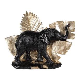 Clayre & Eef Beeld Olifant 18 cm Zwart Goudkleurig Kunststof