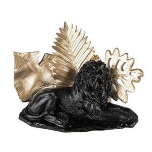 Clayre & Eef Beeld Leeuw 16 cm Zwart Goudkleurig Kunststof