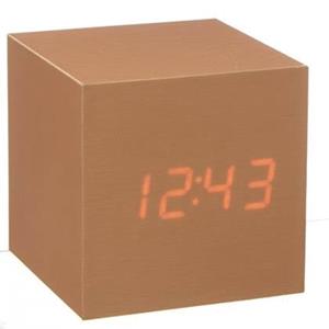 Gingko Cube click clock Alarmklok - Koper|LED Rood