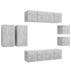 VIDAXL 8-tlg. Tv-schrank-set Betongrau Spanplatte