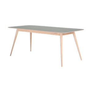 Gazzda Stafa table houten eettafel whitewash - met linoleum tafelblad dark olive - 140 x 90 cm