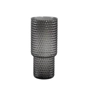 PTMD Archie Grey solid glass vase on base ribbed high