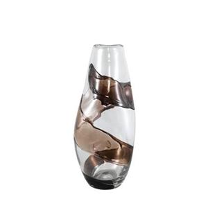 PTMD Lisee Brown solid glass vase line frost L