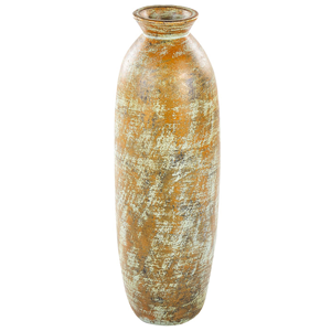 beliani Dekorative Vase mehrfarbig aus Terrakotta handgefertigt natürlich Stil für Trockenblumen - Gold